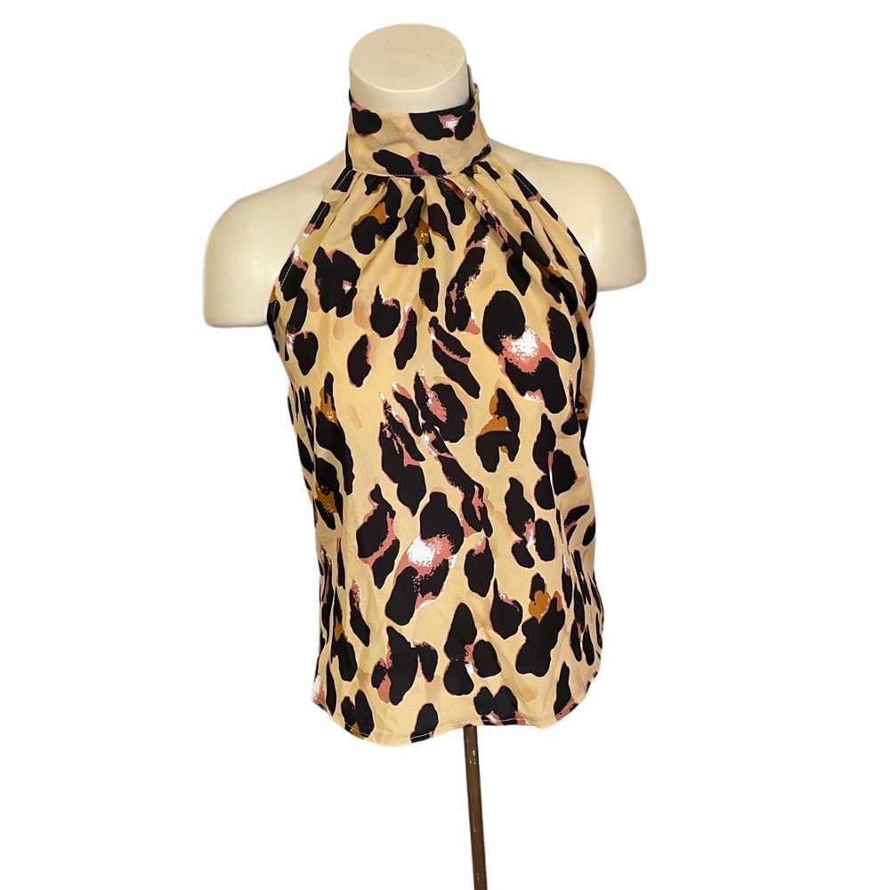 Leopard Print Halter Neck Top